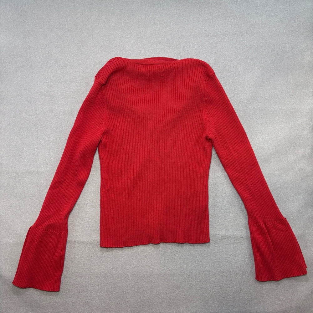 Maeve Red V-Neck Sweater - Picture 3 of 7